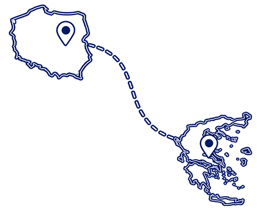 Map of the Poland - Greece route