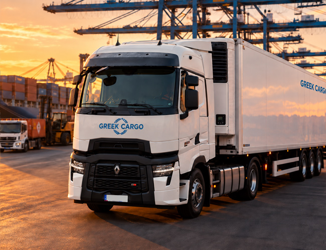 Ciężarówka Greek Cargo gotowa do transportu